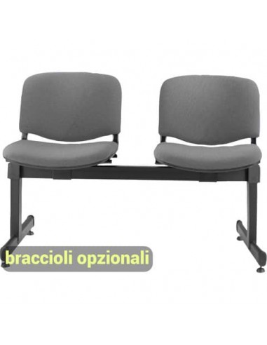 Panca 2 posti attesa Unisit Dado D52P - rivestimento ignifugo grigio scuro D52P/IT