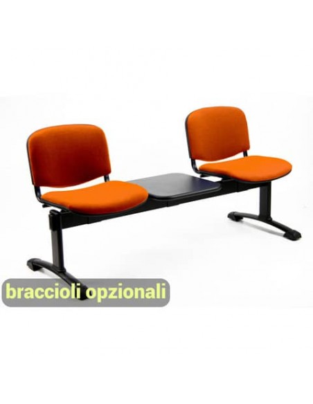 Panca 2 posti attesa Unisit Dado D52PT con tavolino - rivestimento Eco arancione - D52PT/EA
