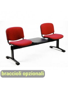Panca 2 posti attesa Unisit Dado D52PT con tavolino - rivestimento Eco rosso - D52PT/ER