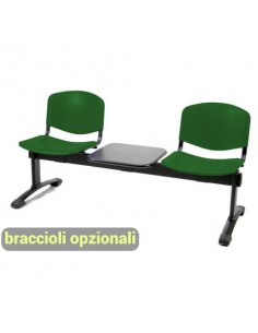Panca 2 posti attesa Unisit Dado D52PT con tavolino - rivestimento Eco verde - D52PT/EV