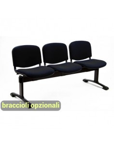 Panca 3 posti attesa Unisit Dado D53P - rivestimento Eco nero D53P/EN