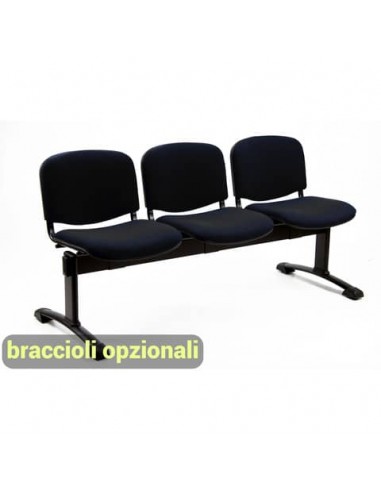 Panca 3 posti attesa Unisit Dado D53P - rivestimento Eco nero D53P/EN