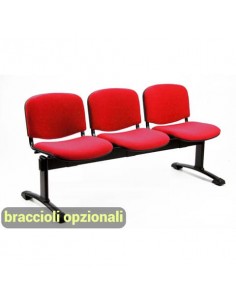 Panca 3 posti attesa Unisit Dado D53P - rivestimento Eco rosso D53P/ER