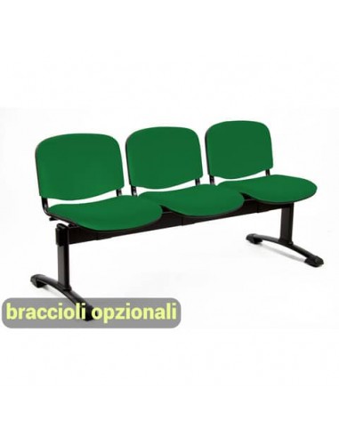 Panca 3 posti attesa Unisit Dado D53P - rivestimento Eco verde D53P/EV