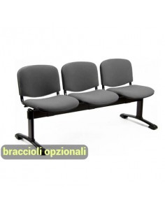 Panca 3 posti attesa Unisit Dado D53P - rivestimento ignifugo grigio scuro D53P/IT
