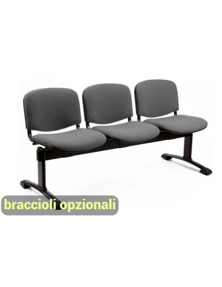 Panca 3 posti attesa Unisit Dado D53P - rivestimento ignifugo grigio scuro D53P/IT
