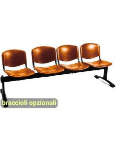 Panca 4 posti attesa Unisit Dado D54P - rivestimento Eco arancione D54P/EA
