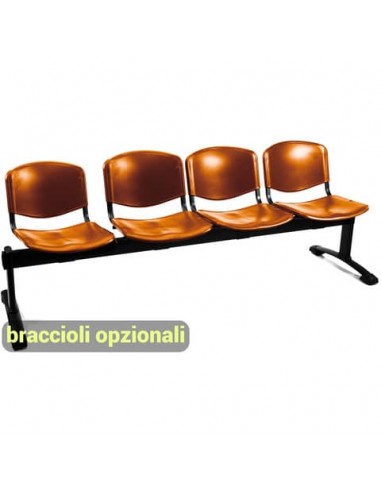 Panca 4 posti attesa Unisit Dado D54P - rivestimento Eco arancione D54P/EA