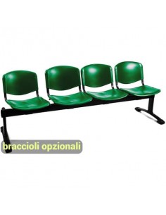 Panca 4 posti attesa Unisit Dado D54P - rivestimento Eco verde D54P/EV