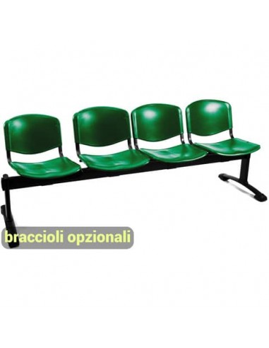 Panca 4 posti attesa Unisit Dado D54P - rivestimento Eco verde D54P/EV