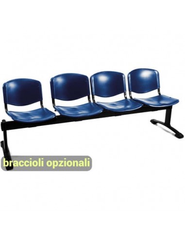 Panca 4 posti attesa Unisit Dado D54P - rivestimento ignifugo blu D54P/IB
