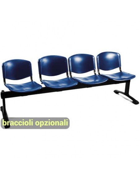 Panca 4 posti attesa Unisit Dado D54P - rivestimento ignifugo blu D54P/IB