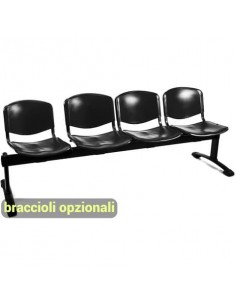 Panca 4 posti attesa Unisit Dado D54P - rivestimento ignifugo nero D54P/IN