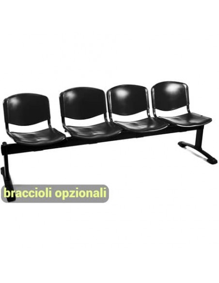 Panca 4 posti attesa Unisit Dado D54P - rivestimento ignifugo nero D54P/IN