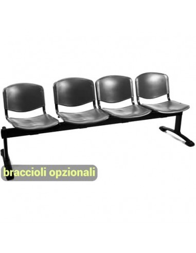 Panca 4 posti attesa Unisit Dado D54P - rivestimento ignifugo grigio scuro D54P/IT