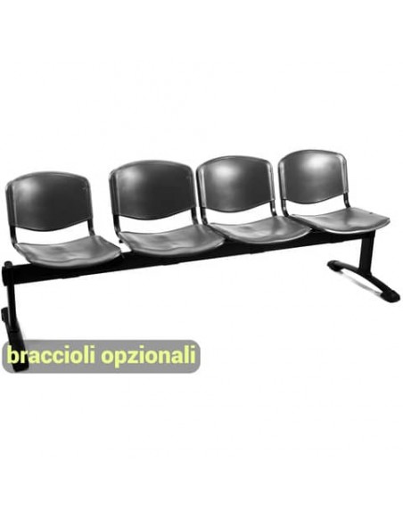 Panca 4 posti attesa Unisit Dado D54P - rivestimento ignifugo grigio scuro D54P/IT
