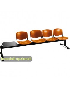 Panca 4 posti attesa Unisit Dado D54PT con tavolino - rivestimento Eco arancione - D54PT/EA