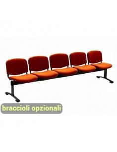 Panca 5 posti attesa Unisit Dado D55P - rivestimento Eco arancione D55P/EA