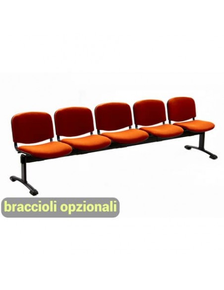Panca 5 posti attesa Unisit Dado D55P - rivestimento Eco arancione D55P/EA