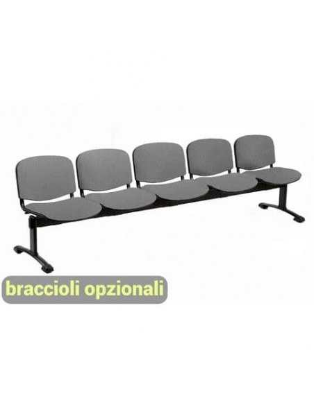 Panca 5 posti attesa Unisit Dado D55P - rivestimento Eco grigio scuro D55P/ET