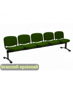 Panca 5 posti attesa Unisit Dado D55P - rivestimento Eco verde D55P/EV