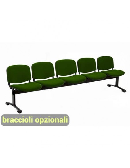 Panca 5 posti attesa Unisit Dado D55P - rivestimento Eco verde D55P/EV