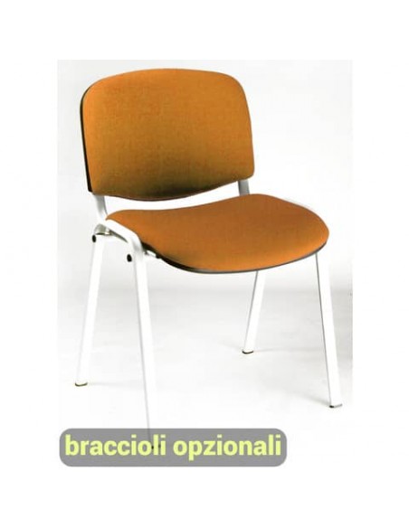 Sedia visitatore 4 gambe Unisit Dado D5B acciaio bianco - rivestimento eco arancione - conf. 2 pezzi - D5B/2/EA