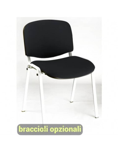 Sedia visitatore 4 gambe Unisit Dado D5B acciaio bianco - rivestimento eco nero - Conf. 2 pezzi - D5B/2/EN