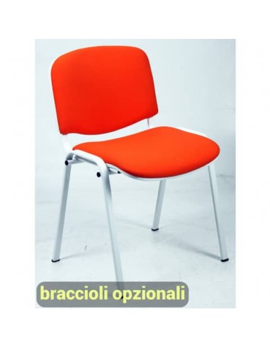 Sedia visitatore 4 gambe Unisit Dado D5B acciaio bianco - rivestimento eco rosso - Conf. 2 pezzi - D5B/2/ER