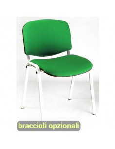 Sedia visitatore 4 gambe Unisit Dado D5B acciaio bianco - rivestimento eco verde - Conf. 2 pezzi - D5B/2/EV