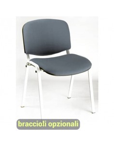 Sedia visitatore 4 gambe Unisit Dado D5B acciaio bianco - rivestimento ignifugo grigio scuro - Conf. 2 pezzi - D5B/2/IT