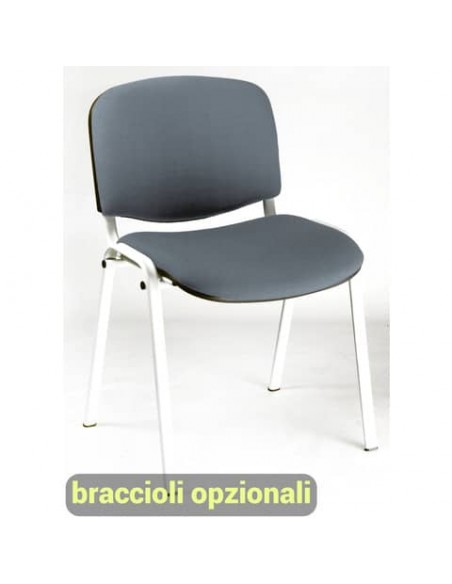 Sedia visitatore 4 gambe Unisit Dado D5B acciaio bianco - rivestimento ignifugo grigio scuro - Conf. 2 pezzi - D5B/2/IT
