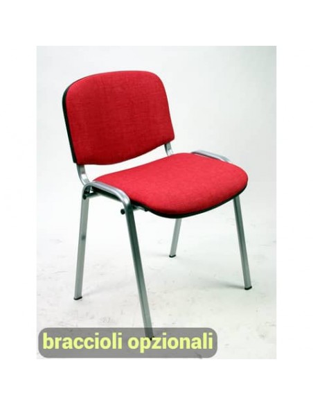 Sedia visitatore 4 gambe Unisit Dado D5C acciaio cromato - rivestimento eco rosso - Conf. 2 pezzi - D5C/2/ER
