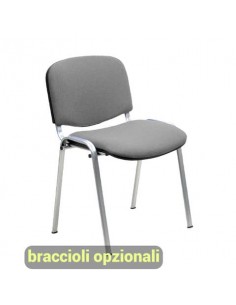 Sedia visitatore 4 gambe Unisit Dado D5C acciaio cromato - rivestimento eco grigio scuro - Conf. 2 pezzi - D5C/2/ET
