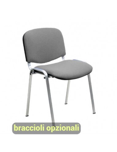 Sedia visitatore 4 gambe Unisit Dado D5C acciaio cromato - rivestimento eco grigio scuro - Conf. 2 pezzi - D5C/2/ET