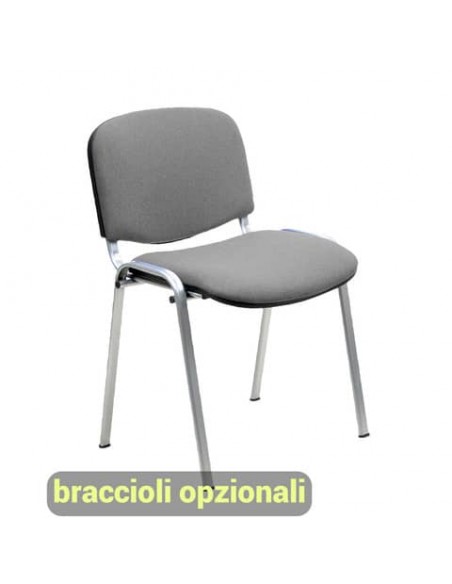 Sedia visitatore 4 gambe Unisit Dado D5C acciaio cromato - rivestimento eco grigio scuro - Conf. 2 pezzi - D5C/2/ET