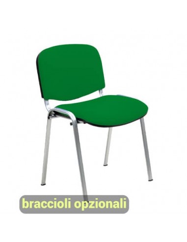 Sedia visitatore 4 gambe Unisit Dado D5C acciaio cromato - rivestimento eco verde - Conf. 2 pezzi - D5C/2/EV