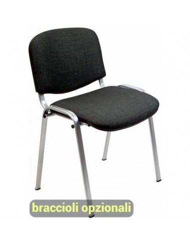 Sedia visitatore 4 gambe Unisit Dado D5C acciaio cromato - rivestimento ignifugo nero - Conf. 2 pezzi - D5C/2/IN