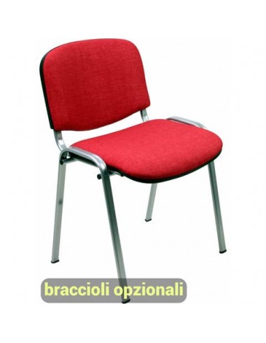 Sedia visitatore 4 gambe Unisit Dado D5C acciaio cromato - rivestimento ignifugo rosso - Conf. 2 pezzi - D5C/2/IR