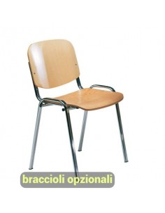 Sedia visitatore a 4 gambe Unisit Dado D5L in legno - struttura in acciaio conf. 2 pezzi - D5CL/2