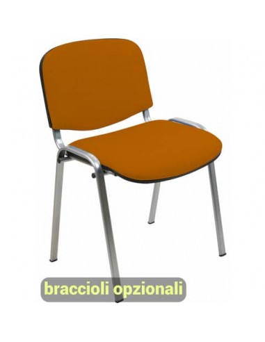 Sedia visitatore 4 gambe Unisit Dado D5G acciaio grigio - rivestimento eco arancione - Conf. 2 pezzi - D5G/2/EA