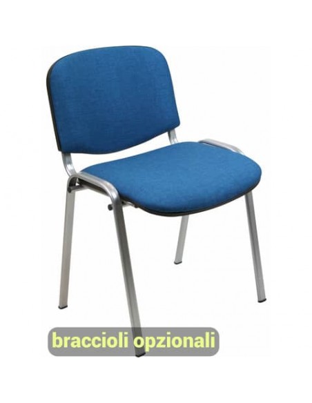 Sedia visitatore 4 gambe Unisit Dado D5G acciaio grigio - rivestimento eco blu - Conf. 2 pezzi - D5G/2/EB