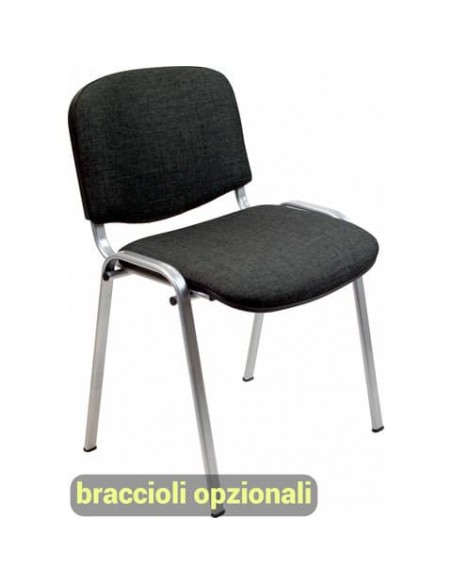 Sedia visitatore 4 gambe Unisit Dado D5G acciaio grigio - rivestimento eco nero - Conf. 2 pezzi - D5G/2/EN