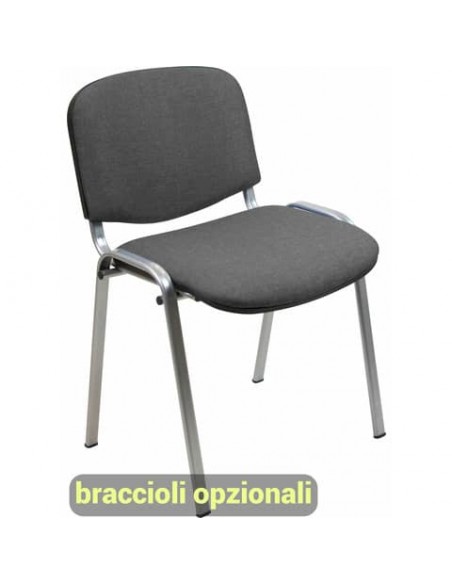 Sedia visitatore 4 gambe Unisit Dado D5G acciaio grigio - rivestimento eco grigio scuro - Conf. 2 pezzi - D5G/2/ET