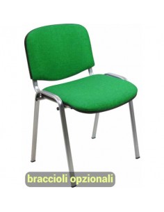 Sedia visitatore 4 gambe Unisit Dado D5G acciaio grigio - rivestimento eco verde - Conf. 2 pezzi - D5G/2/EV