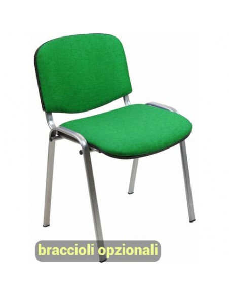 Sedia visitatore 4 gambe Unisit Dado D5G acciaio grigio - rivestimento eco verde - Conf. 2 pezzi - D5G/2/EV