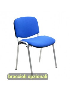 Sedia visitatore 4 gambe Unisit Dado D5G acciaio grigio - rivestimento ignifugo blu - Conf. 2 pezzi - D5G/2/IB