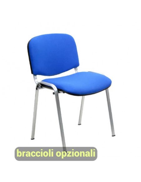 Sedia visitatore 4 gambe Unisit Dado D5G acciaio grigio - rivestimento ignifugo blu - Conf. 2 pezzi - D5G/2/IB