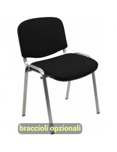 Sedia visitatore 4 gambe Unisit Dado D5G acciaio grigio - rivestimento ignifugo nero - Conf. 2 pezzi - D5G/2/IN