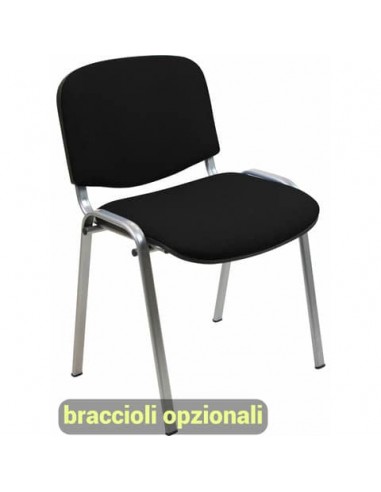 Sedia visitatore 4 gambe Unisit Dado D5G acciaio grigio - rivestimento ignifugo nero - Conf. 2 pezzi - D5G/2/IN